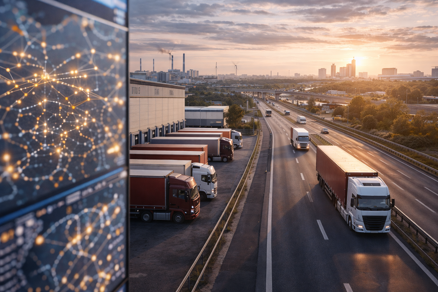 European road freight network with Italy as a central hub