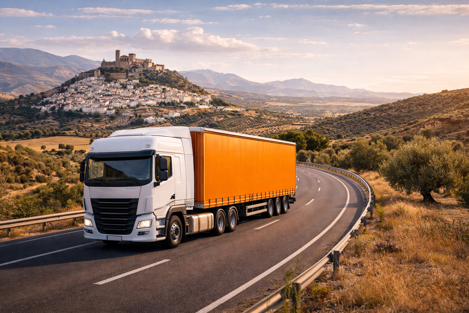 Truck operating road freight routes to and from Denmark